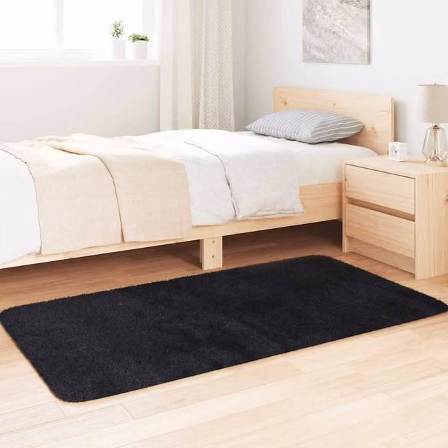 Berkfield Home NAVARRA Shaggy High Pile Rug, Black, W: 80 cm, D: 150 cm – 1