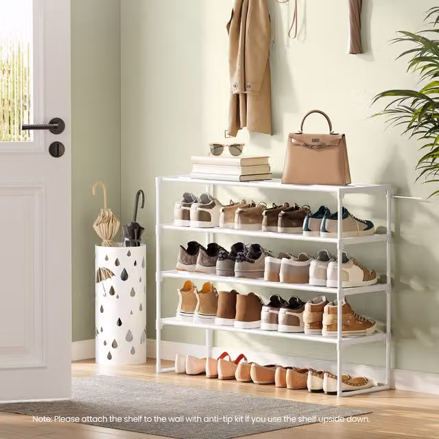 SONGMICS 4 Tier Freestanding Shoe Rack in White