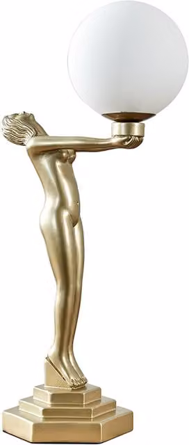 Olivia Gold Art Deco Table Lamp in Gold and White