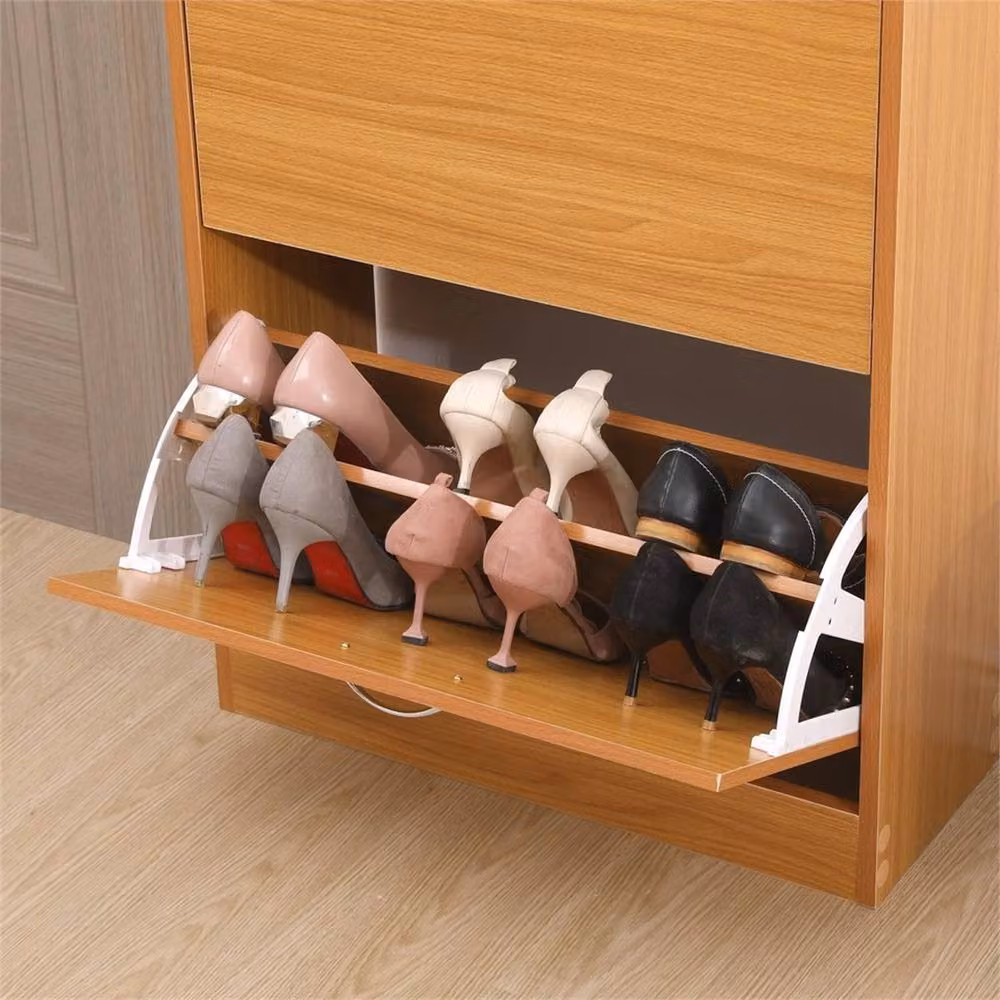 EONLION Modern 2 Drawer Brown Shoe Cabinet Storage Cupboard with Tilting Compartments – 3