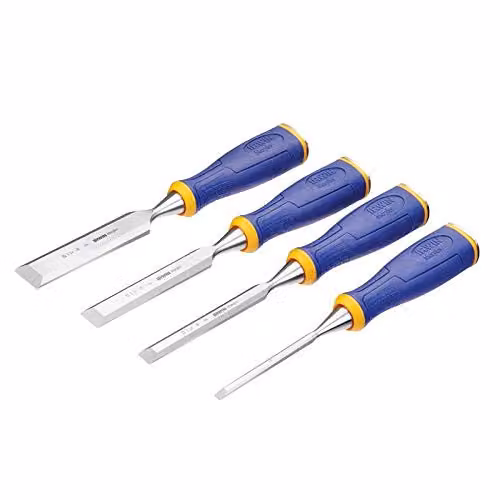 IRWIN M500 Bevel Edge All-Purpose Wood Chisel Set with Striking Cap, 4-Piece, Blue – 2
