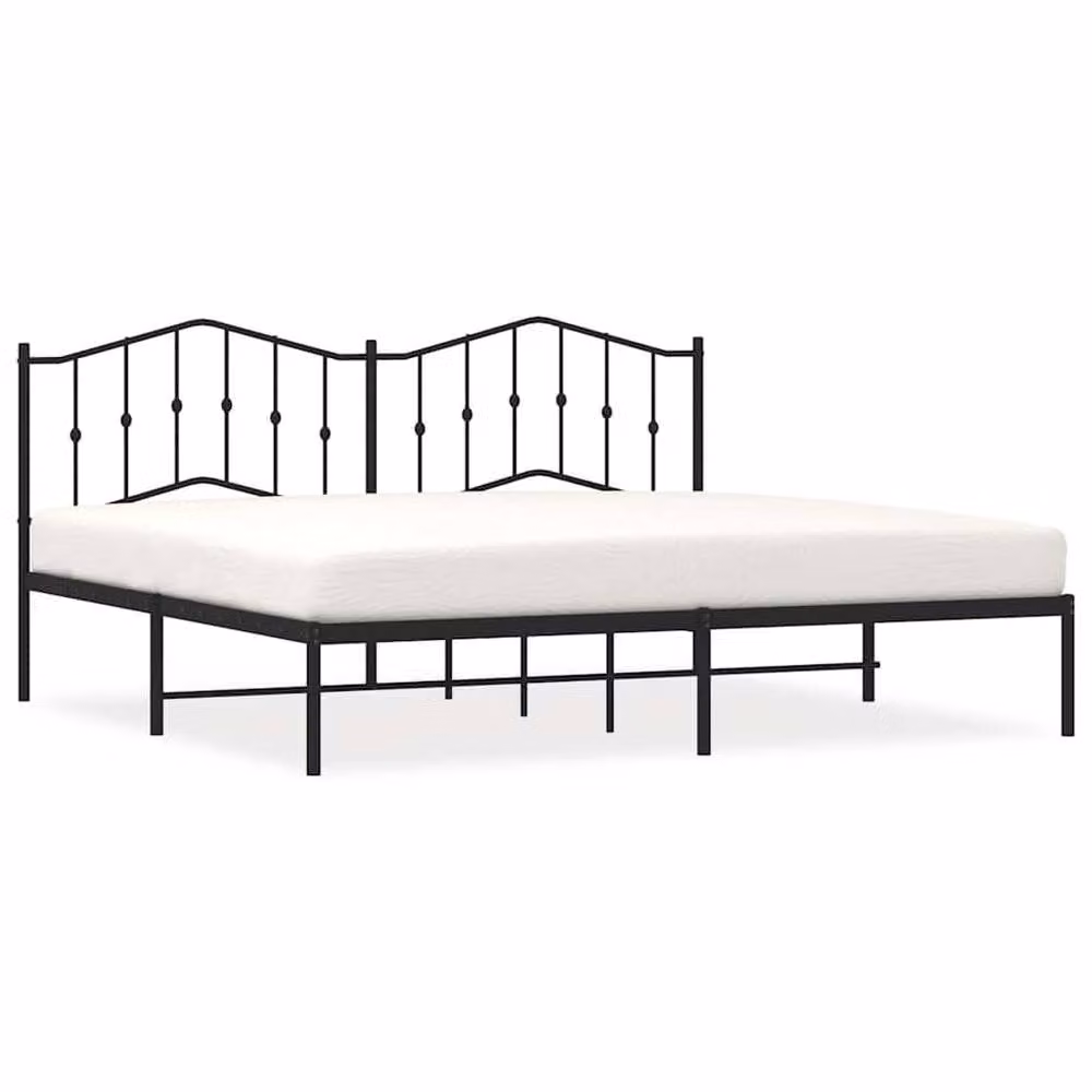 Berkfield Home Metal Bed Frame with Headboard in Black, W/D/H: 193 x 198 x 98 cm – 2