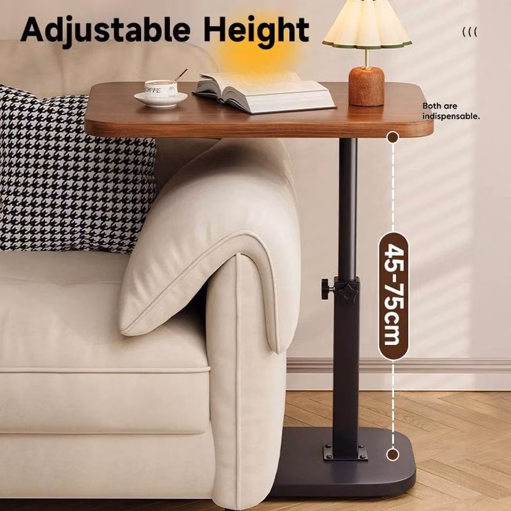 Havendro Adjustable C-Shaped Brown Wood Side Table with Rotating Top – 3
