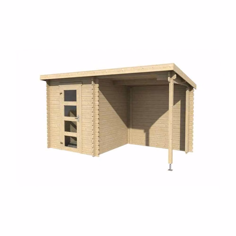 Lasita Maja Ltd Jelle 175 Plus Log Cabin Home Office in Brown, W: 214.4 cm, D: 390 cm, H: 210.9 cm – 2
