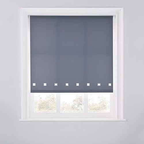 A.Unique Home Trimmable Square Eyelet Roller Blind, Charcoal Grey, W: 150 cm, H: 170 cm – 1