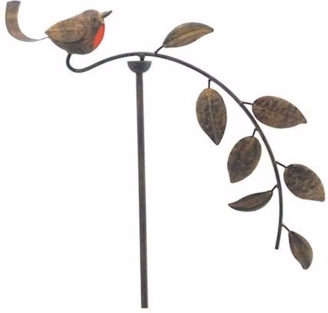 KDMD Balance Robin Bronze Metal Garden Sculpture Stake