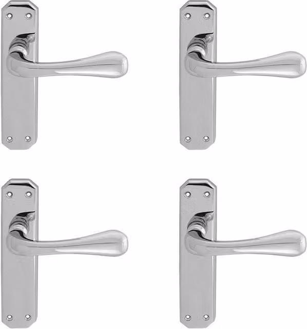Loops 4x Pair Heavy Duty Handle on Angular Latch Backplate, Polished Chrome, W: 18 cm, H: 4 cm