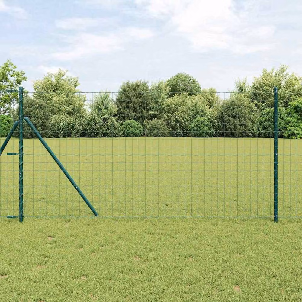 Berkfield Home Green Euro Fence Steel Metal Powder-Coated, H: 140 cm x W: 10 m – 2
