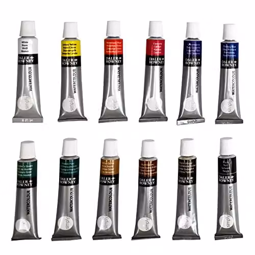 Daler-Rowney Simply Watercolour Paint 25 Piece Technique Set with 12 x 12ml Assorted Colours – 3