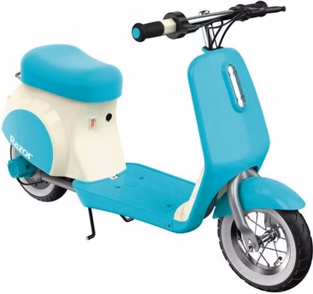 Razor Pocket Mod Petite Miniature Euro Style Electric Scooter for Ages 7 - Blue and White