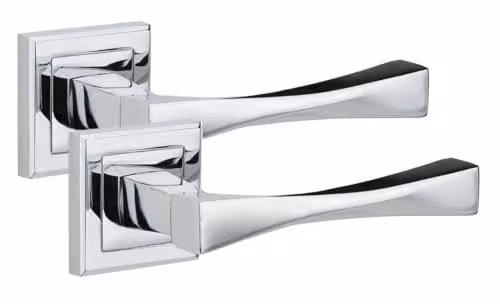 Golden Grace Astrid Door Handles with Square Rosette in Polished Chrome, 1 Pair – 1