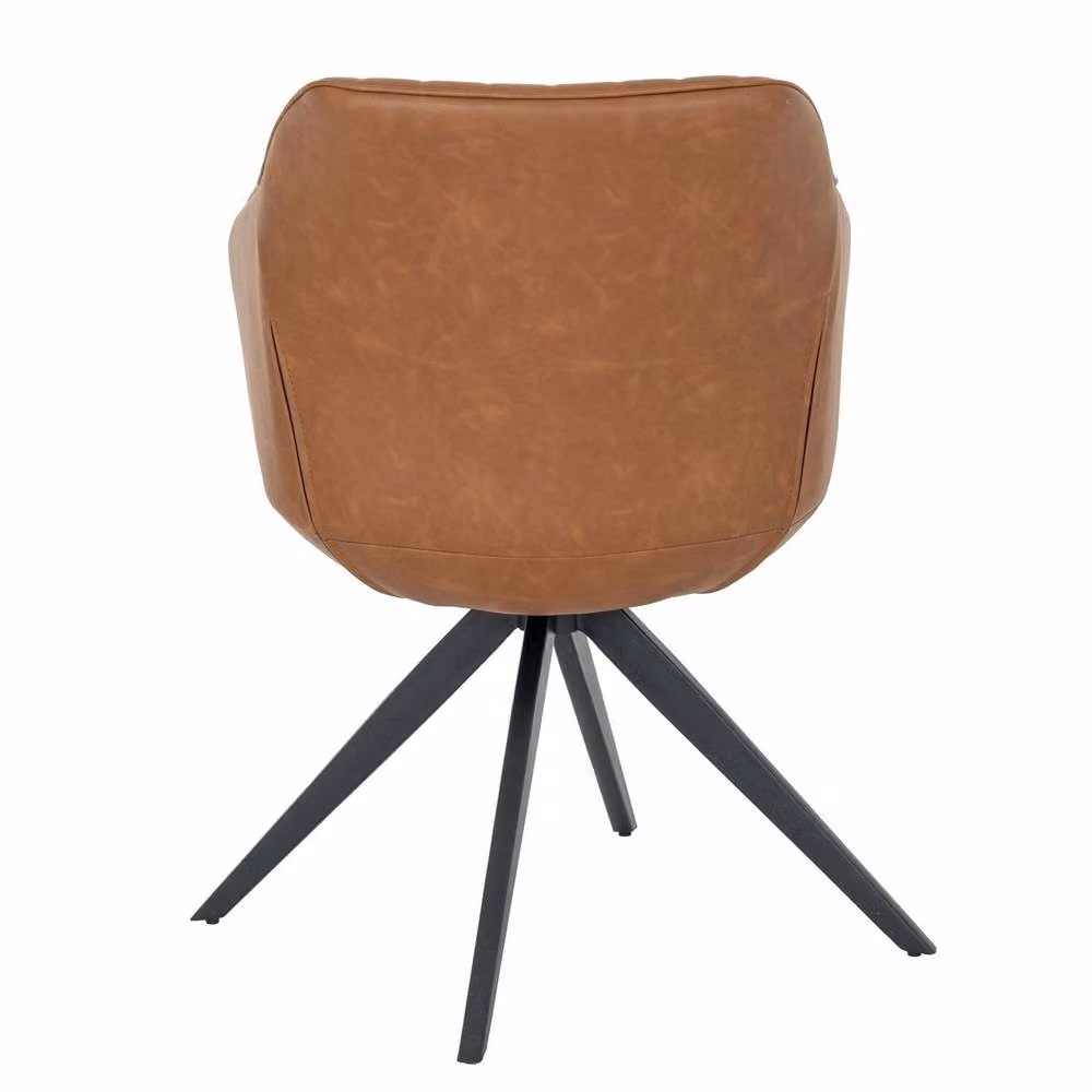 Hill Interiors Uppsala Swivel Chair with Armrests in Brown and Beige Synthetic Leather – 2