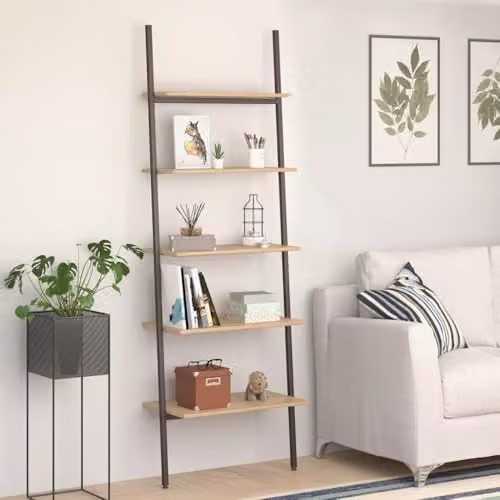vidaXL 5-Tier Industrial Ladder Shelf in Brown and Black, W/D/H: 64 x 34 x 185.5 cm – 2