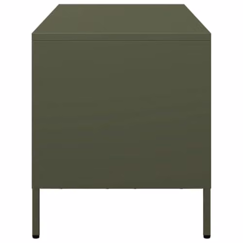 vidaXL Industrial Style TV Cabinet in Olive Green Matt Metal, W: 101.5 cm, H: 43.5 cm, D: 39.0 cm – 5