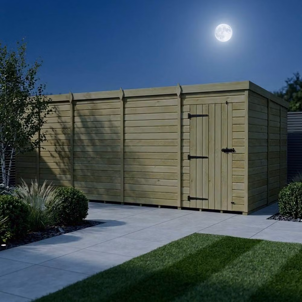 Buttercup Farm Brown Timber Pent Garden Shed with Single Door and No Windows W: 518.2 cm, D: 274.3 cm, H: 210.0 cm – 3