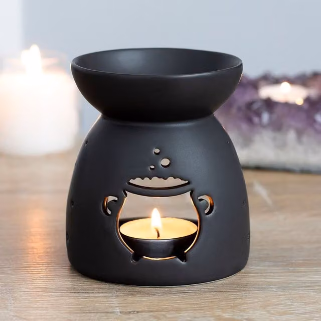 Something Different Black Ceramic Cauldron Oil Burner and Tealight Lamp – 1