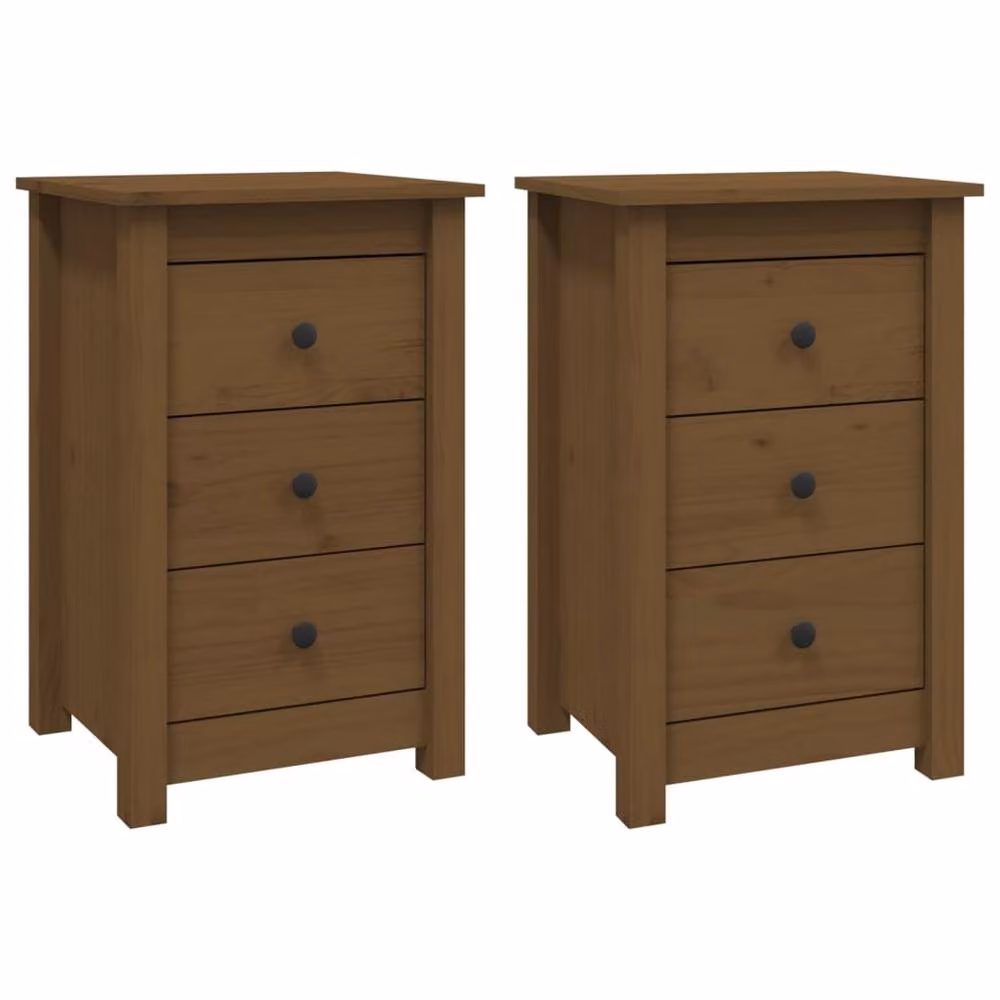 Berkfield Home Beautiful Bedside Cabinets, 2 Piece Set, Honey Brown, W: 40 cm, D: 35 cm, H: 61.5 cm – 3