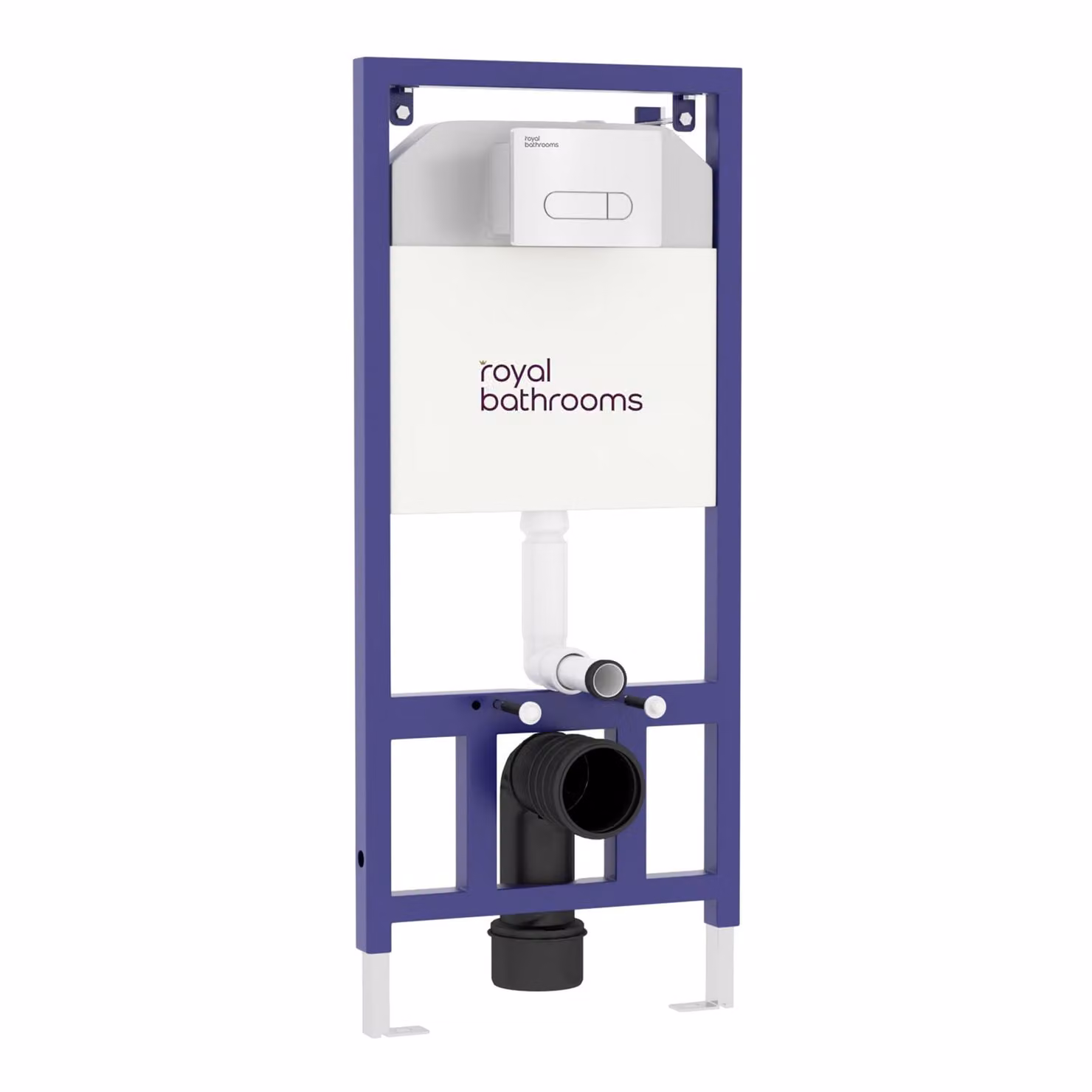 Royal Bathrooms Aqua Wall Hung WC with Dual Flush Concealed Cistern and Square Chrome Plate in White and Silver
