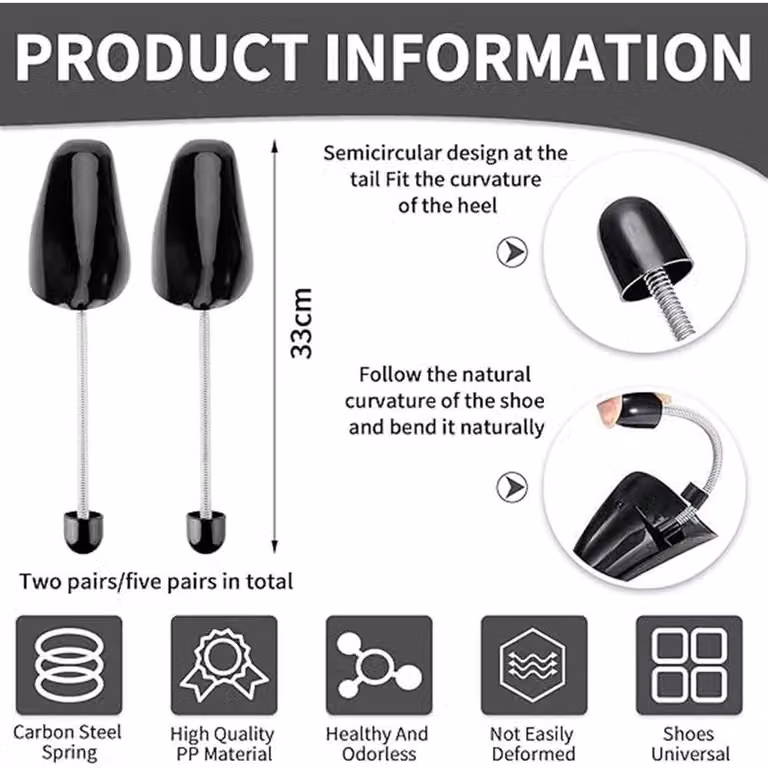 NESTLUNE Adjustable Plastic Shoe Tree Shaper and Keeper for Men and Women, Black