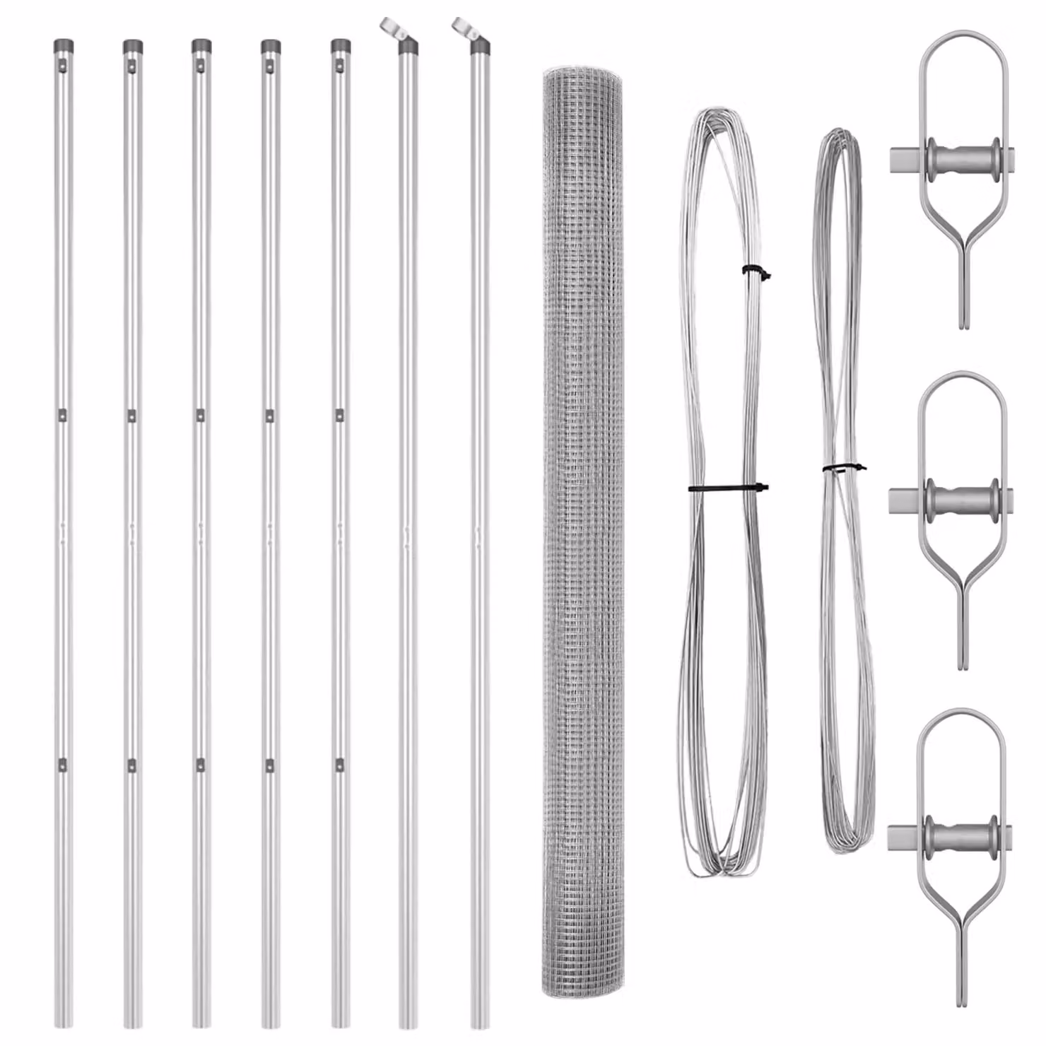 Berkfield Home Galvanised Steel Welded Wire Fence with 7 Posts, Silver, W: 10 m, H: 1.5 m – 2