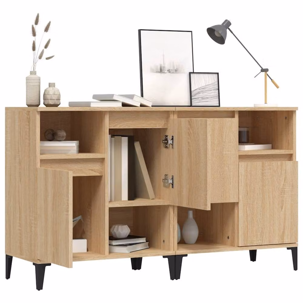 Berkfield Home Set of 2 Sonoma Oak Sideboards in Light Tan, W/D/H: 60 x 35 x 70 cm – 3