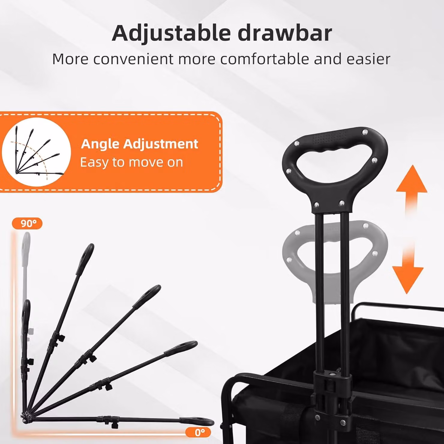 Alivio Heavy-Duty Folding Wagon Cart Collapsible Steel Trolley with Adjustable Handle in Black – 8