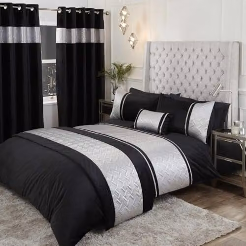 Rapport Home Capri Polycotton Duvet Cover Set in Silver with Pillowcases