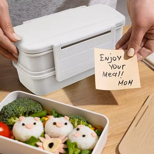 Premier Housewares Minimalist Grey Lunch Box with Cutlery, Dividers and Snap Lid – 3