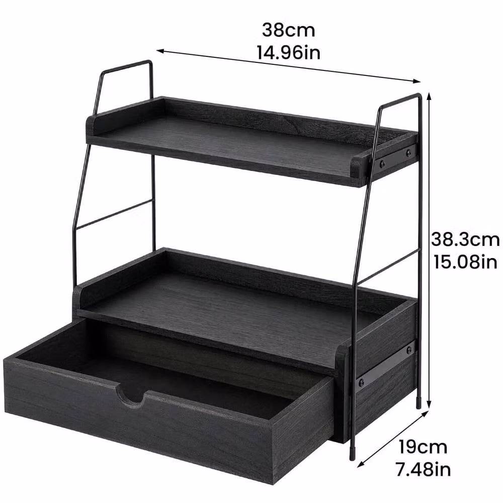 Kelvenix Black Coffee Station Organizer with Coffee Pod Holder Drawer – 1