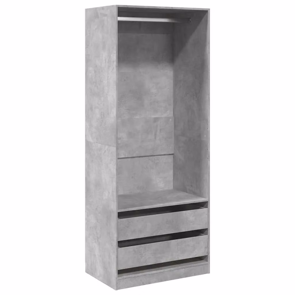 Berkfield Home Wardrobe in Concrete Grey with Hinged Doors and Integrated Drawers, W/D/H: 80 x 50 x 200 cm – 2