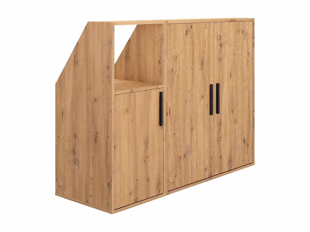 Vente-unique Modern Corner Under-Eaves Furniture in Natural Light Oak with 3 Doors and 1 Open Niche – 2