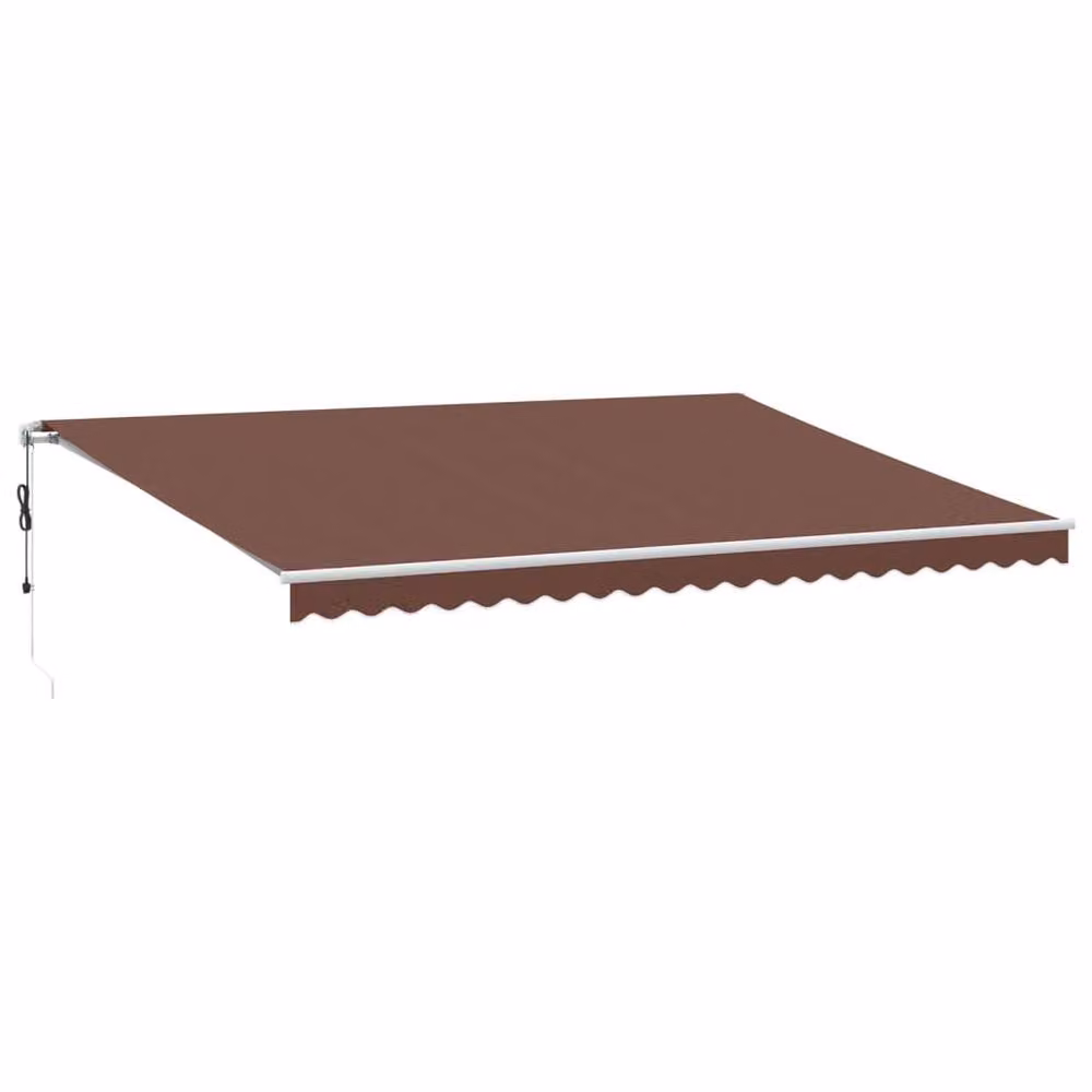 Berkfield Home Manual Retractable Awning with LED in Brown, W: 500 cm, D: 300 cm – 2
