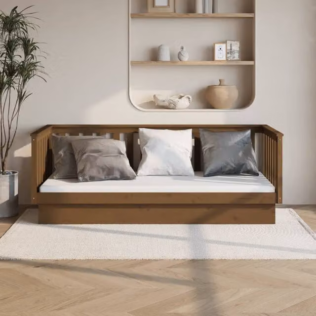 Berkfield Home Rustic Solid Wood Pine Day Bed, Brown, W: 80 cm, L: 200 cm – 1
