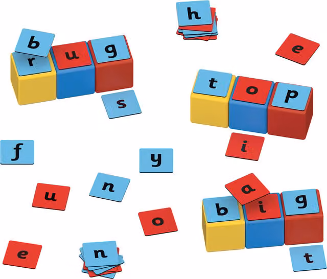 Geomag Magicube Magnetic Shapes Word Builder, 79 Pieces, White and Multicolour