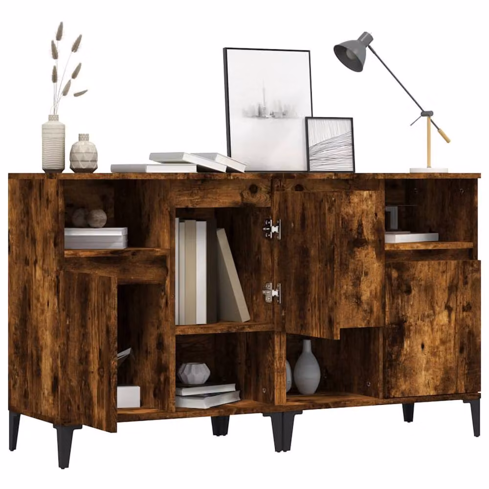 Berkfield Home Set of 2 Smoked Oak Sideboards in Brown, W/D/H: 60 x 35 x 70 cm – 3
