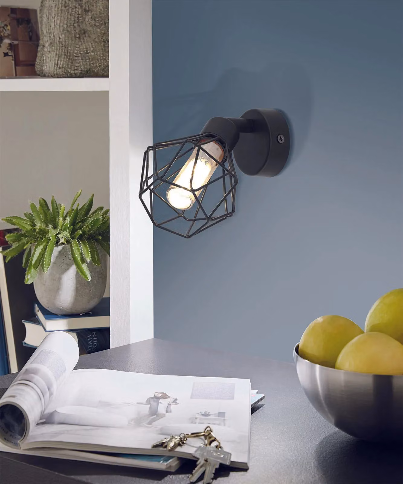 Loops 2 Pack Black Steel Wall Spot Lights with Amber Glass Shades and G9 Bulbs Included – 3