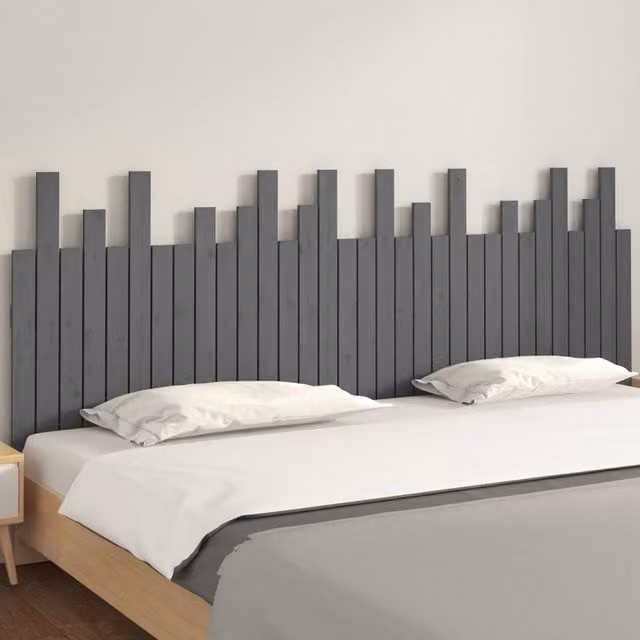 Berkfield Home Grey Solid Wood Pine Wall Headboard, W: 204 cm, H: 80 cm, D: 3 cm – 1