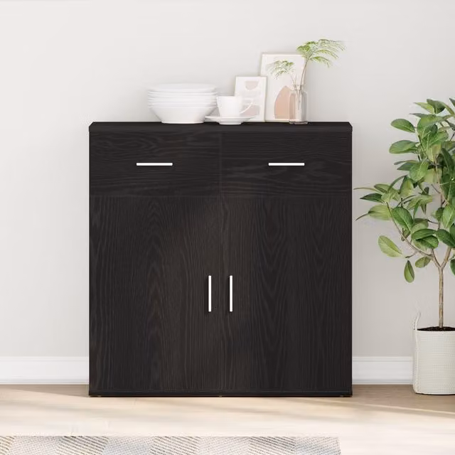 Berkfield Home Modern Black Oak Sideboard with Drawer and Shelf in Engineered Wood – 1