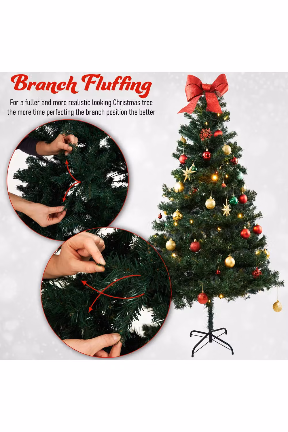 Deco Express Realistic Artificial Green Spruce Christmas Tree with Stand, H: 150 cm, W: 25.4 cm, D: 25.4 cm – 8
