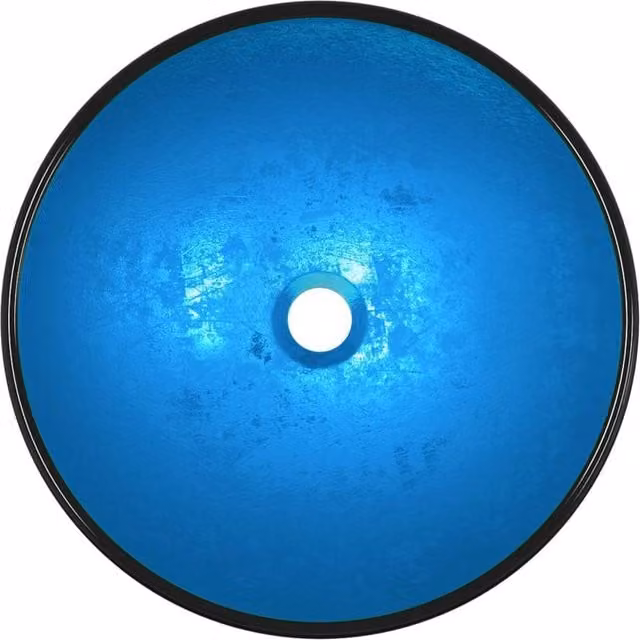 Berkfield Home Modern Tempered Glass Basin, Blue, W: 42 cm, D: 14 cm