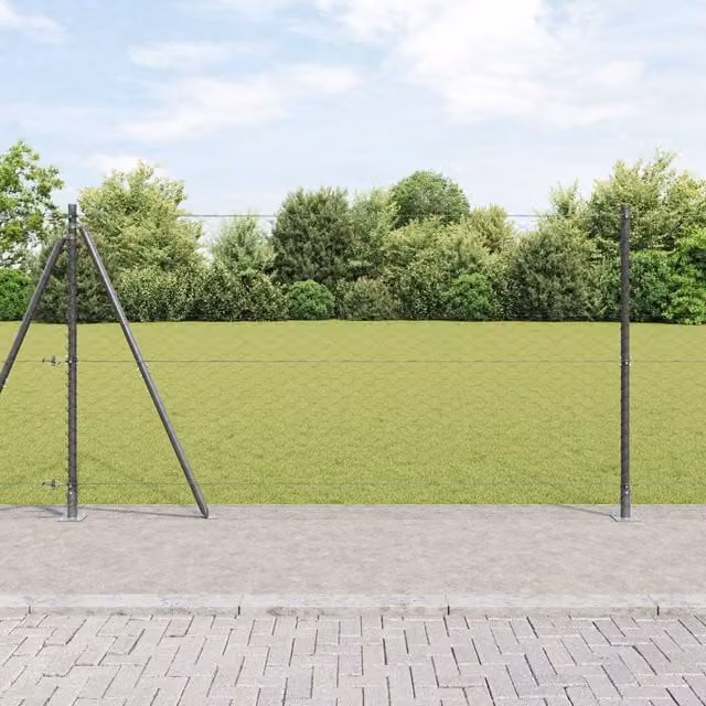 Berkfield Home Grey Steel Hexagon Fence, H: 120 cm x W: 100 m