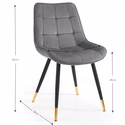 Julian Bowen Hadid Set of 2 Grey Velvet Upholstered Dining Chairs – 2