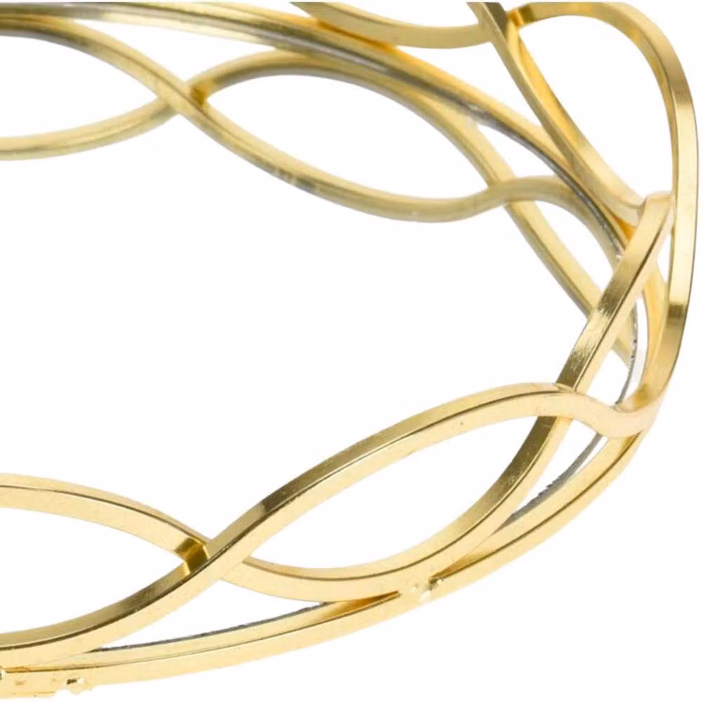 Dynasty Home UK Round Abstract Golden Wave Mirror Decorative Tabletop Tray, Gold, Diameter: 30 cm – 2