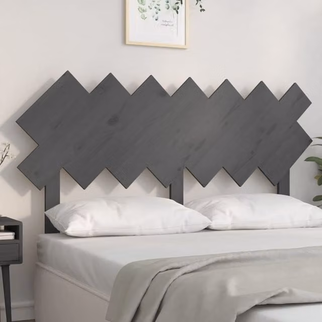 Berkfield Home Rustic Grey Solid Wood Pine Bed Headboard W: 141 cm, D: 3 cm, H: 80.5 cm