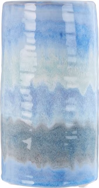 Orsina Modern Striped Ceramic Vase in Multicolour Blue and Grey, W/D/H: 12 x 12 x 12 cm – 1