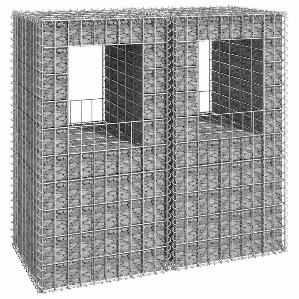Berkfield Home Silver Iron Gabion Basket Posts, 2 Pack, W/D/H: 50 x 50 x 100 cm – 2