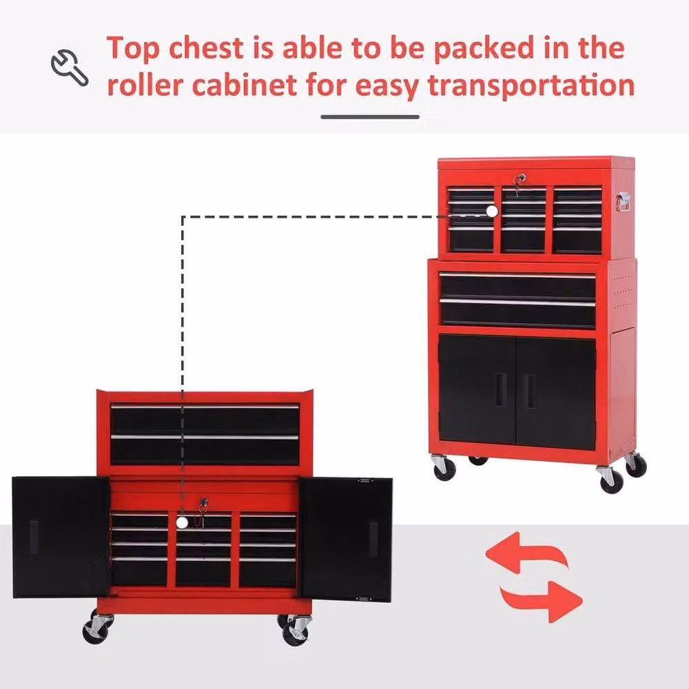 NESTLUNE Portable Toolbox Top Chest Cabinet in Red, W: 100 cm, D: 15 cm – 3