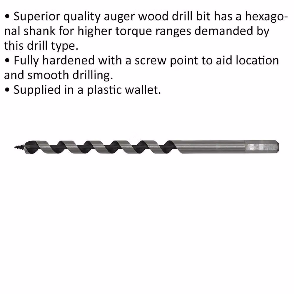 Loops Silver Hardened Auger Wood Drill Bit with Hexagonal Shank, Diameter: 12 mm, Length: 235 mm – 2