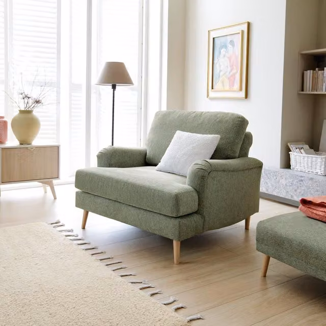 Abakus Direct Harper Armchair in Green Chenille Fabric – 1