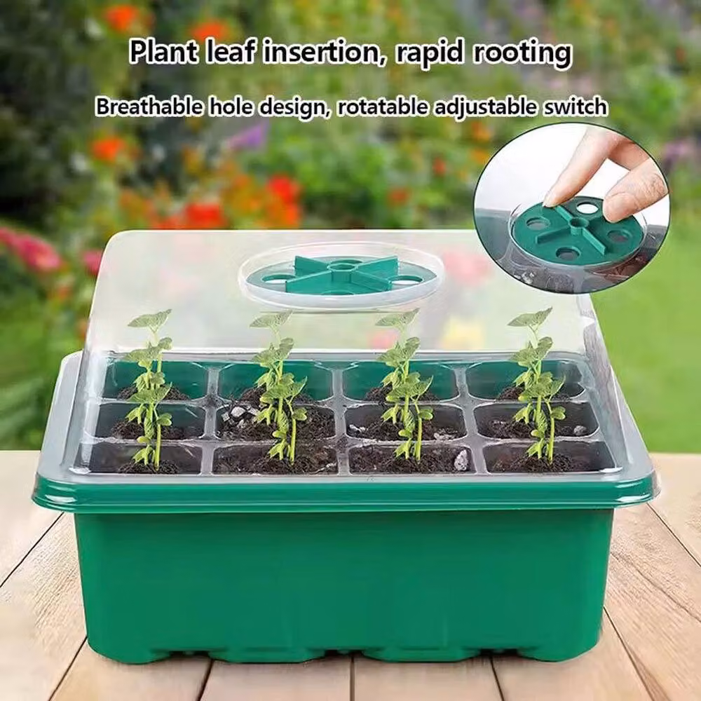 FLAVORA 10-Piece Reusable 120-Cell Seedling Starter Trays in Green and Transparent Plastic – 4